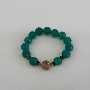 GREEN BEEDED ELASTIC BRACELET